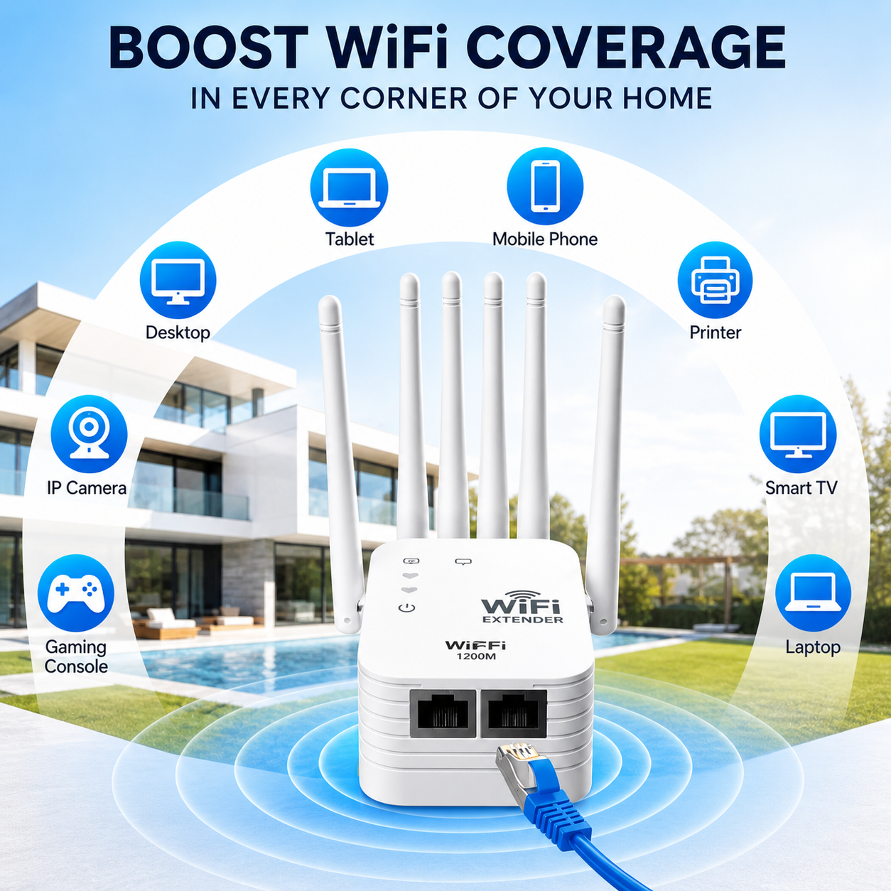 ⚡ 6-Antenna Signal Extender | Strong & Stable WiFi Everywhere 📶