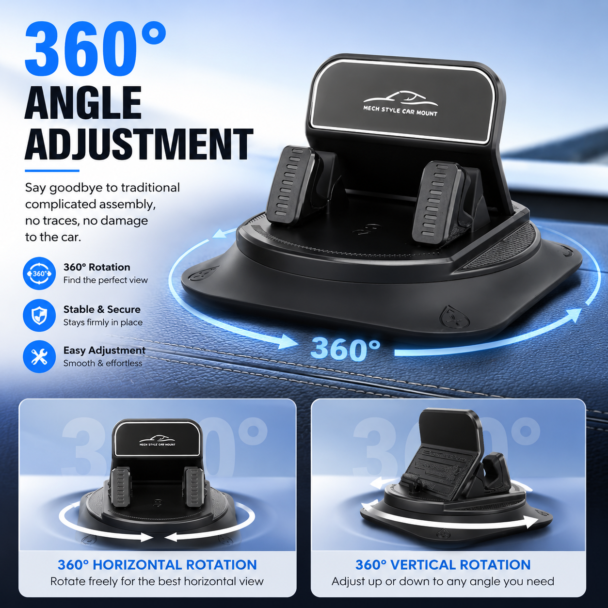 📱 Adjustable Car Phone Holder 360° Rotation 🔄