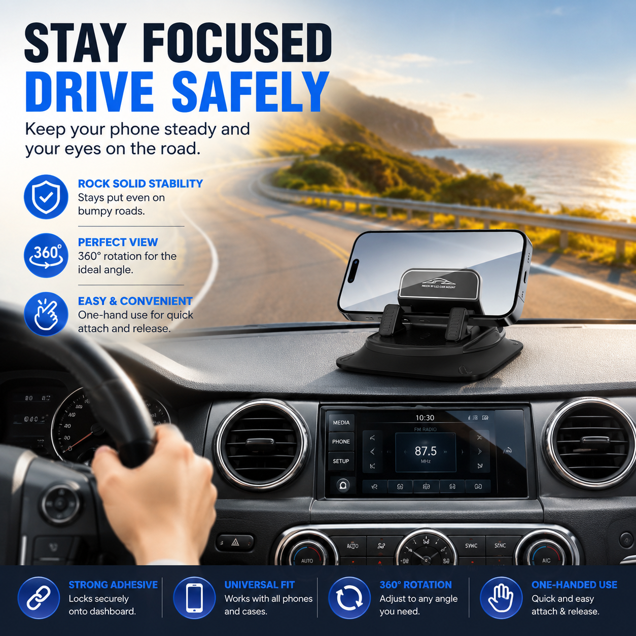 📱 Adjustable Car Phone Holder 360° Rotation 🔄